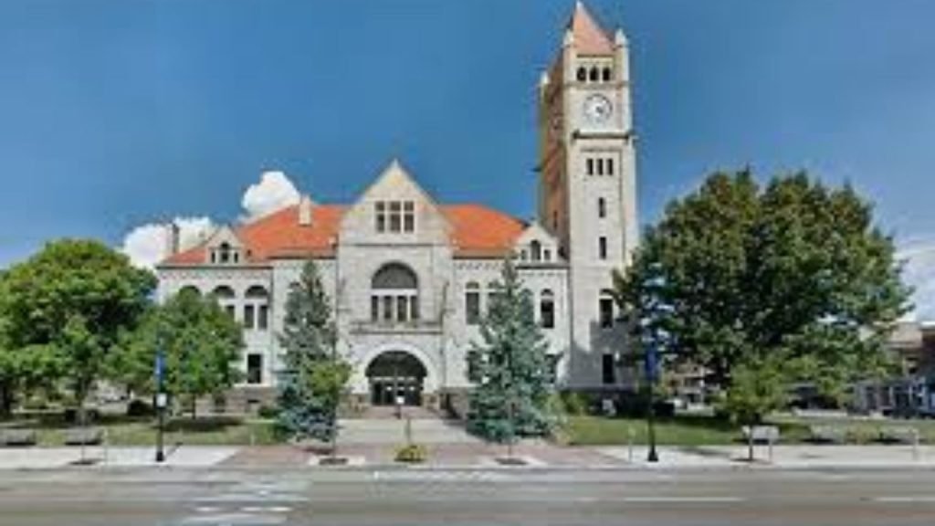 Greene County Courthouse in Xenia Ohio with classic historic architecture and central clock tower