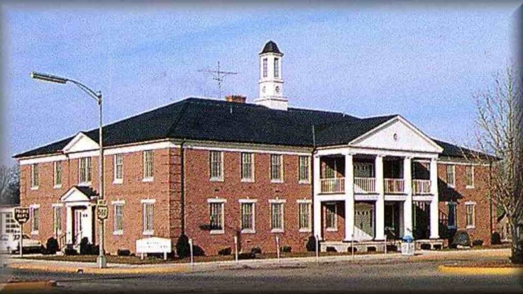 Darke County Courthouse in Greenville Ohio with classic historic architecture and central clock tower
