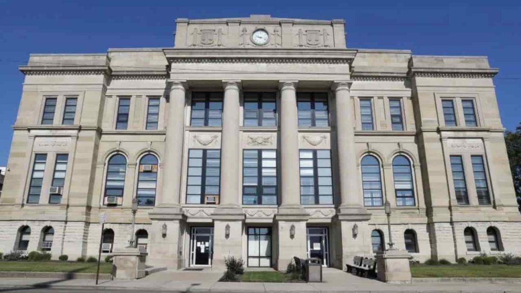 Clark County Courthouse in Springfield Ohio with classic historic architecture and central clock tower